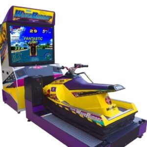 A video game machine with a motorcycle on it.