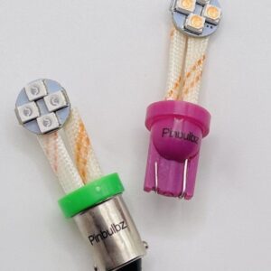 Pair of pink and green LED pin bulbs