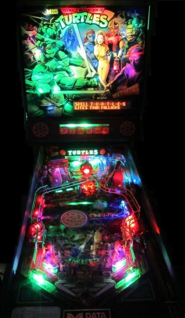 Glowing Teenage Mutant Ninja Turtles pinball machine