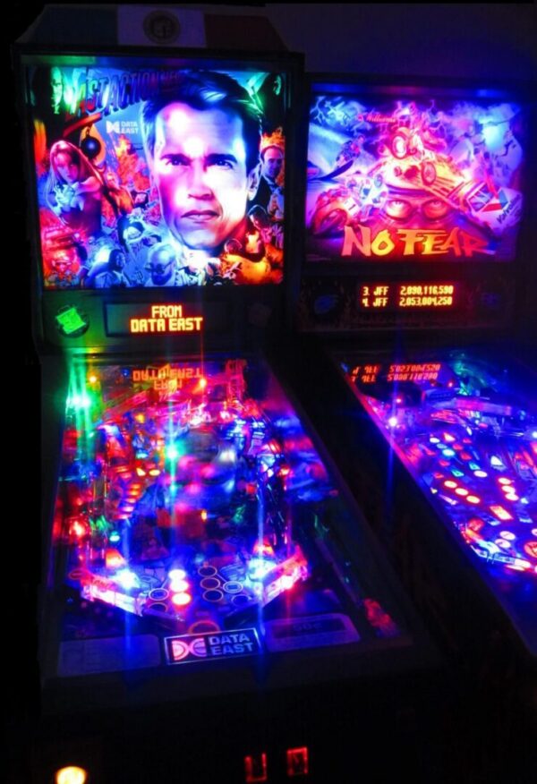 A close up of some lights on a pinball machine