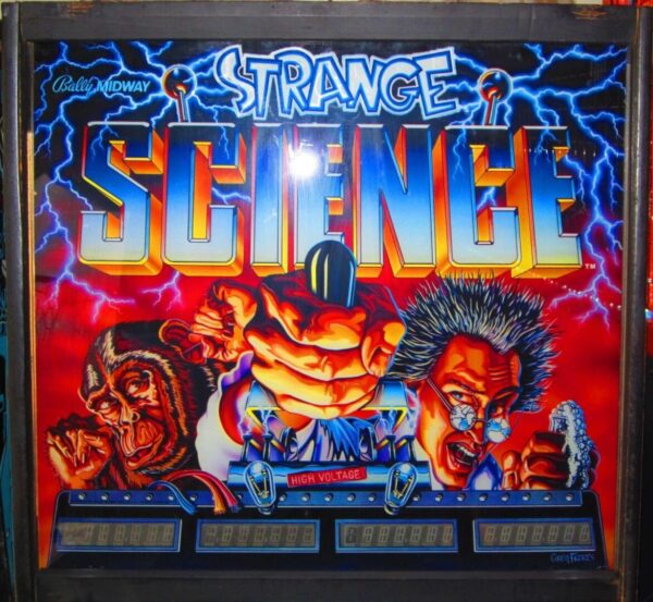 A close up of the front cover of an arcade game.