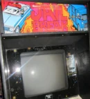 A tv sitting on top of a table.